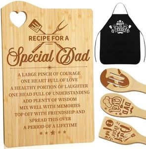 Funnymoom Dad Cutting Board Set with Utensil Best Dad Ever Dad Gifts for Birthday Engraved Bamboo Cooking Board Gift Set for Papa Stepfather Gifts for Dads from Daughter (Modern)