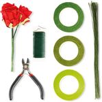 XFasten Floral Arrangement Kit; Flower Arrangements Supplies Included: Green Floral Tapes, Floral Wire Cutter, 22 Gauge Paddle Florist Wire, 26 Gauge Floral Stem Wire for Bouquet Stem Wrap