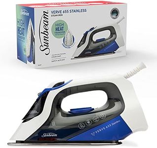 Sunbeam Verve Stainless Steam Iron | Durable Stainless Steel Soleplate, 150g/min Steam Shot, 300mL Tank, 2400W Fast Heat-Up, Safe Store Indicator, Auto-Off, Blue SRS6550