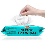 Dog Wipes All Purpose Cleaning Pet Wipes for Dogs Cats Puppies Alcohol Free (1 Pack of 60 Wipes)