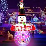 Cltowany 8 FT Christmas Inflatables Colorful Snowman with Penguin Outdoor Decorations, Blow up Snow Man Yard Built-in Bright Rotating LED, Weatherproof Holiday for Garden Patio Lawn Party