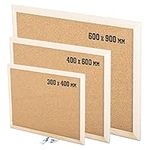 KAV - Cork Notice Office Memo School with 6 Push Pins Classic Wood Natural Frame Board, Brown (Various Sizes to Choose from) (300MM x 400MM)