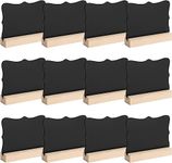 12Pcs Mini Chalkboard Signs with Wooden Stand, 4 x 3 Inch Double Sided Message Board Sign Small Chalk Board Signs for Food, Party, Buffet, Table Numbers, Wedding