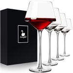 Swanfort Red Wine Glasses Set of 4, Long Stem Crystal Wine Glasses, Burgundy Wine Glass with Gift Box, 430ml Large Wine Glasses with Stem for Wedding Anniversary Birthday Gifts