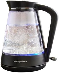 Morphy Richards Glass Kettle, 1.7L, Illuminated, Premium Glass, 3kw Rapid Boil, 360 Base, Blue Light Indicator, Water Level Indicator, Dry Boil Protection, Cord Storage, 108004