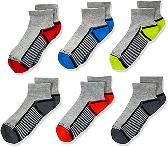 Fruit of the Loom Boys' 6 Pair Pack Half Cushion Socks, Gray Assort, 9-11