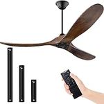 OUENGK 70 Inch Ceiling Fan without Light, Outdoor Large Ceiling Fan No Light with Remote, Modern 3 Blade Wood Propeller Ceiling Fans Without Lights, Reversible DC Motor for Bedroom, Living Room