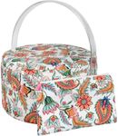 SINGER Premium Round Large Sewing Basket with Matching Zipper Pouch | 30% More Storage Volume (Paisley Floral Print)