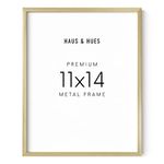 HAUS AND HUES 11x14 Gold Poster Frame - Set of 1 11x14 Picture Frame Gold, Gold Certificate Frame, Aluminum Diploma Frames 11x14, Gold Picture Frame, Gold Wall Metal Poster Frame (Gold Aluminum Frame)