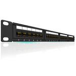 Rapink Patch Panel 24 Port Cat6 10G Support, Network Patch Panel UTP 19-Inch, Wallmount or Rackmount 1U Ethernet Patch Panel Punch Down Block for Cat6, Cat5e, Cat5 Cabling