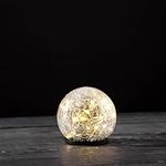 LampLust Solar Globe Lights Outdoor - 4 Inch Small Lighted Gazing Ball with Decorative Crackle Finish, Landscape Lighting, Outdoor Solar Lights for Garden, Yard or Patio Decor