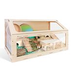 Niteangel Vista Hamster Cage W/Oblique Opening - MDF Aspen Small Animal Cage for Syrian Dwarf Hamsters Degus Mice or Other Similar-Sized Pets (Medium - 40.7 x 22.7 x 22.9 inches, Burlywood)