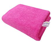 SOFTSPUN Microfiber Bath & Hair, Care Towel Set of 1 Piece, 70x140 Cms 340 GSM (Pink). Super Soft & Comfortable, Quick Drying, Ultra Absorbent in Large Size.