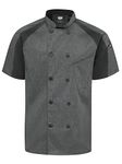Red Kap Men's Airflow Raglan Chef Coat with Oilblok, Charcoal Heather with Charcoal/Black Mesh, Large