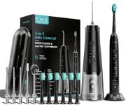 FUMEIKANG Water Flosser & Electric Toothbrush for Adults Oral Irrigator & Sonic Toothbrush 2-1 Oral Clean Kit (Black)