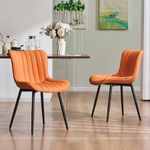 Kidol & Shellder Camel Dining Chairs Set of 2 Mid Century Modern Dining Room Chairs Faux Leather Kitchen Chairs Upholstered Accent Chairs for Dining Room Armless Comfy Side Chair with Metal Legs