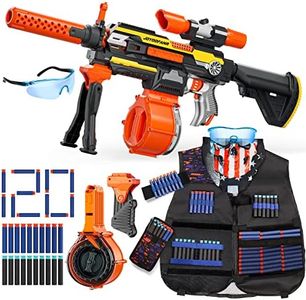 Toy Guns Automatic Machine Gun with Tactical Vest Kit -Toy Sniper Gun Rifle with Bipod - Drum Magazine Clips and 120 Darts -Toys Foam Guns for Boys 8-12 Kids Adults Gifts for Birthday Christmas