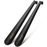 NINEMAX 2 Pack Shoe Horn Long Handle for Seniors with Hook - Metal 16.5" Boot Shoehorn for Men and Women