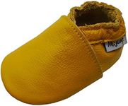 Mejale Baby Infant Toddler Shoes Slip-on Soft Sole Leather Moccasins Pre-Walkers (6-12 Months/US 3-4C Infant, Yellow)