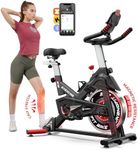 Pooboo Magnetic Exercise Bike Stationary, Indoor Cycling Bike with Built-In Bluetooth Sensor Compatible with Exercise bike apps& Ipad Mount, Comfortable seat and Slant Board, Silent Belt Drive, 350LBS