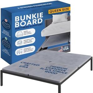 Greaton, Premium 38mm Split Wood Bunkie Board for Queen Size Bed - 4-Piece Under Mattress Support Board, Fully Assembled, Fabric Ventilation Cover - Replaces Wooden Slats or Box Spring for Bed Frames