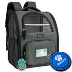 PetAmi Deluxe Pet Carrier Backpack for Small Cats and Dogs, Puppies | Ventilated Design, Two-Sided Entry, Safety Features and Cushion Back Support | for Travel, Hiking, Outdoor Use (Dark Gray)
