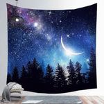 EHOMERY Tapestry Pack Wall For Men Funny Blue Forest Starry Sky Trippy Bedroom Queen Size Hanging Blanket Living Room Art Décor 95X73Cm