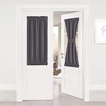 NICETOWN Door Curtain Blackout Panels for Door Window -Grey Functional Sun Blocking/Privacy Protecting Window Sidelight Curtain Rideaux for Front Door Window Covering (25W x 40L, Grey, 1 Panel)