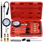 Tanstic 10Pcs Engine Cylinder Compression Tester Kit with Spark Plug Tester, Metric 32 Blades Feeler Gauge, Automotive Petrol Cylinder Pressure Gauge Engine Testing Tools for Car Gas Engine Diagnostic