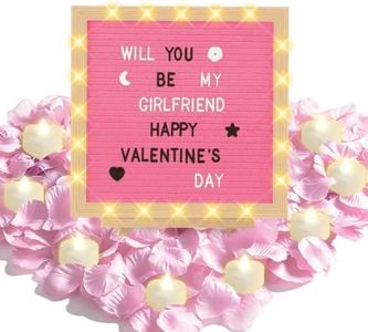 Will You Be My Girlfriend 10x10 Wood DIY Felt Letter Board with LED Candle