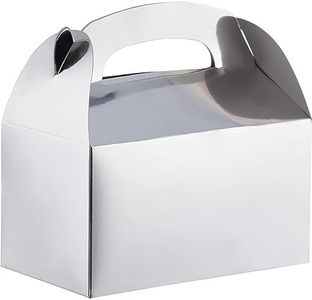 Juvale Party Treat Boxes - 24-Pack Silver Metallic Foil Gable Gift Boxes for Party Favors, Small Goodie Candy Boxes for Wedding, Birthday, Silver, 6.2 x 3.6 x 3.4 Inches