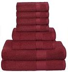 GLAMBURG Ultra Soft 8-Piece Towel Set - 100% Pure Ringspun Cotton, Contains 2 Oversized Bath Towels 30x54, 2 Hand Towels 16x28, 4 Wash Cloths 13x13 - Ideal for Everyday use, Hotel & Spa - Burgundy