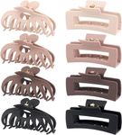 ETHEL 8 Pack 4.3 Inch Large Hair Clips, Neutral Color Hair Claw Clips for Women & Girls Thin Thick Curly Hair, Big Matte Claw Clips, Strong Hold Vintage Claw Clip