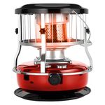 cadciehe 9000 BTU Kerosene Heaters for Indoor Use, 2-in-1 Non-Electric Portable Heater & Stove, Kerosene Space Heaters, 16-21H Burn Oil Heater for Camping, Hiking, Hunting, Home Red L