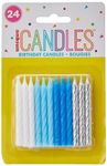 Unique Party 19971 - Blue, White and Silver Spiral Birthday Candles, Pack of 24,6 centimeters