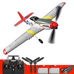 Fancemot RC Plane 4-CH RC Airplane P51 Pro Ready to Fly with Upgraded 4 Blade Remote Control Plane for Beginners with Prop & Canopy, Xpilot Stabilization & One Key Aerobatic, Adults, Red