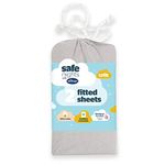 Silentnight Safe Nights Crib Size Fitted Sheets Set 100% Jersey Cotton Bedside Compatible Pack of Two Plain Grey Easy Care Super Soft Cuddly for Baby with Storage Bag (40cm x 90cm x 11cm)