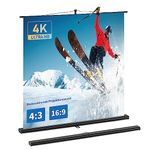 Retractable Projector Screen with Stand, Portable Projection Screen, Projector Screen 60 Inch 16:9, Ultra Short Distance Projection Possible, Compact Design, Ideal for Home Cinema, Indoor/Outdoor