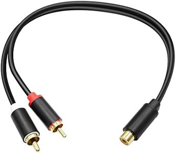 YACSEJAO Cable divisor RCA RCA Y adaptador conector 1 hembra a 2 machos RCA cable de extensión para subwoofer, altavoz, AMP, tocadiscos, receptor, cine en casa