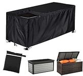 Outdoor Deck Box Cover with Zipper UCARE Waterproof Garden Storage Box Cover 420D Oxford Patio Furniture Cover Storage Container Anti-UV Protective Cover Rectangle (Black, L:158*81*71cm/62x32x28in)