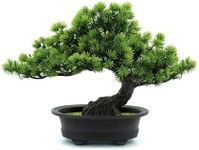 yoerm Mini Artificial Bonsai Tree Indoor, Artificial Plants Greenery for Office Home Decor (Pine Bonsai)