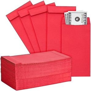 Okuna Outpost 100 Pack Red Money Envelopes for Cash, Coins, Saving, Budgeting (Small, 3.5x6.5in)