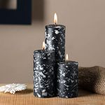 PROSPERRO LUMO By Parkash Candles Set Of 3 Fragrance Pillar Candles Marble Finish (Black - Flora By Gucci), Paraffin Wax, Floral