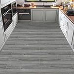 Self Adhesive Floor Planks Peel and Stick Floor Tiles Vinyl Flooring for Bathroom Kitchen Living Room Bedroom 90×15cm 10pcs PVC Waterproof Wood Grey