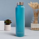 Frenchware Water Bottle (Turquoise, 1 Litre, Stainless Steel) for Fridge School Outdoor Gym Home Office, Secure Leak Proof, Scratch-Resistant, BPA-Free, Non-Toxic, Easy-to-Clean