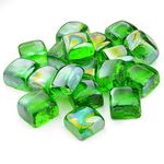 Stanbroil 10-Pound 1-Inch Fire Glass Cubes for Fireplace Fire Pit, Emerald Green Reflective