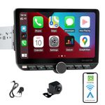 Alondy Single Din Car Stereo with Touchscreen(10.1"), compatible with [Wireless] Apple CarPlay/Android Auto Bluetooth USB Type-C Rear-view Camera AM/FM/RDS Radio