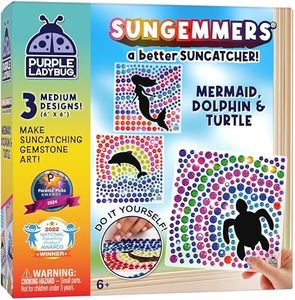 SUNGEMMERS Gem Window Art Suncatcher Kit for Kids 6-8 9 10 11 12 - Birthday Gifts for 7 Year Old Girl, Fun Diamond Art Christmas Mermaid Gifts for Girls - Arts & Crafts for Kids, Toys for Ages 5-7