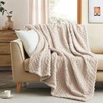 Sherpa Throw Blanket,Cable Pattern 