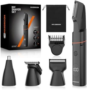 MAXGROOM Manscape Body Hair Trimmer for Men, Waterproof Pubic, Groin & Ball Shaver, No-Nick Mens Electric Grooming Kit with LED Display, USB Rechargeable, Adjustable Guide Comb